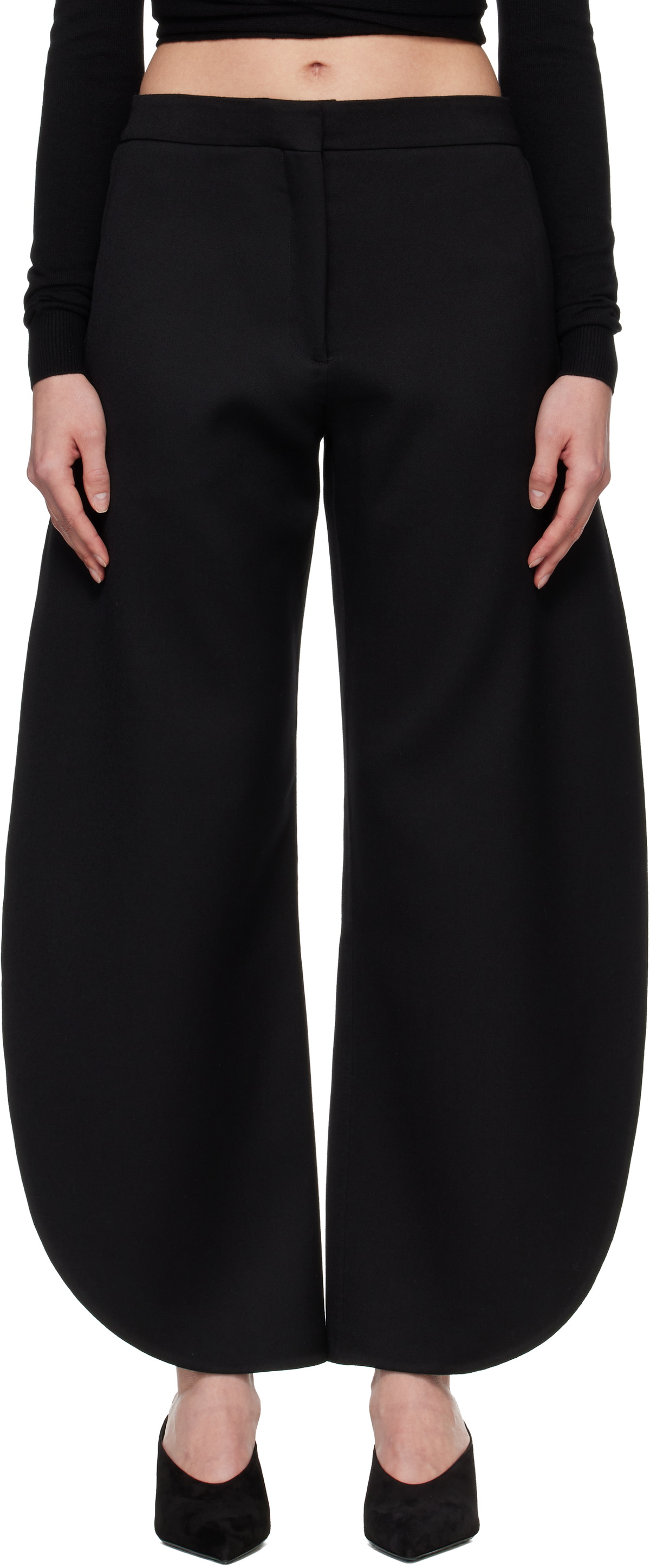 ALAÏA Black Petal Wool Trousers