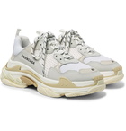 Balenciaga - Triple S Nubuck, Leather and Mesh Sneakers - Men - White