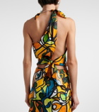 Christopher Esber Printed draped silk top