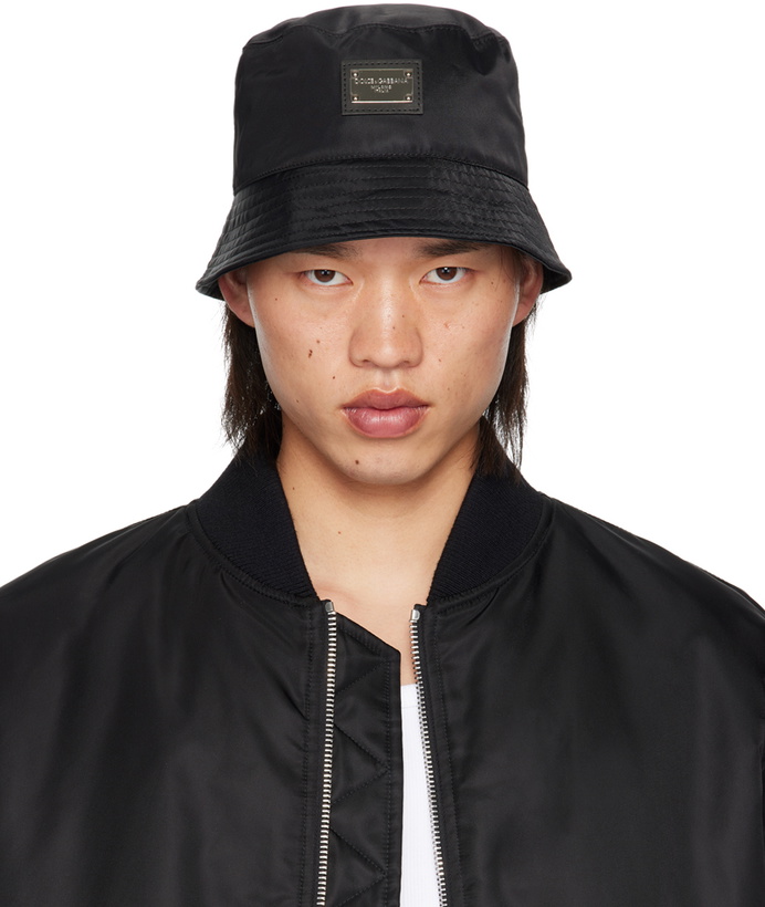 Photo: Dolce&Gabbana Black Branded Plate Bucket Hat