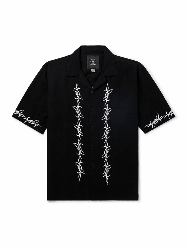 Photo: Local Authority LA - Camp-Collar Embroidered Cotton-Twill Shirt - Black