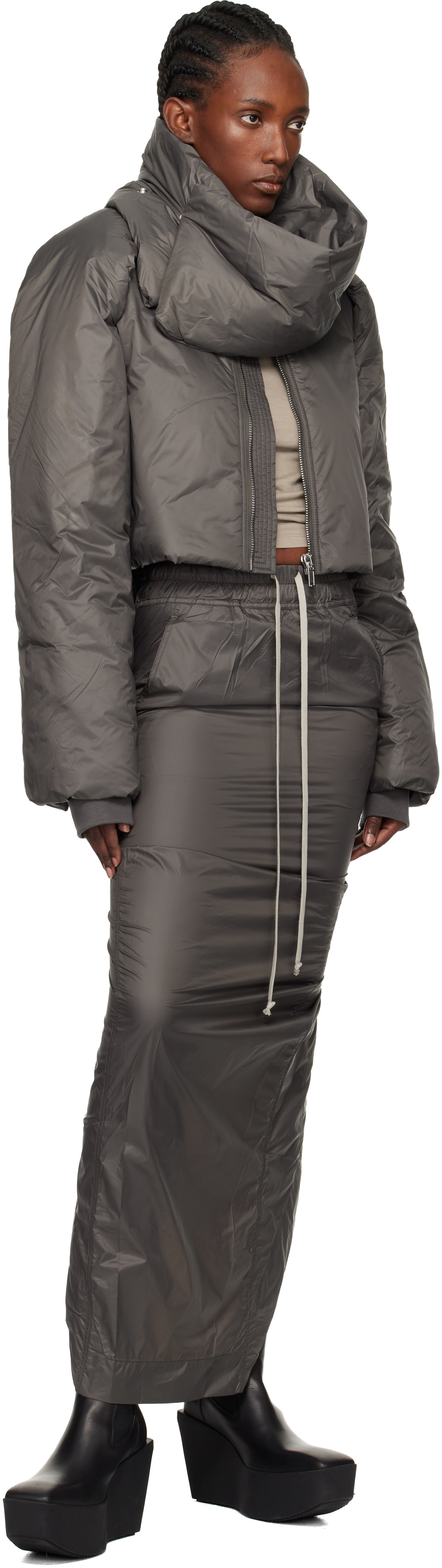 Rick Owens DRKSHDW Gray Concordians Pull On Pillar Maxi Skirt