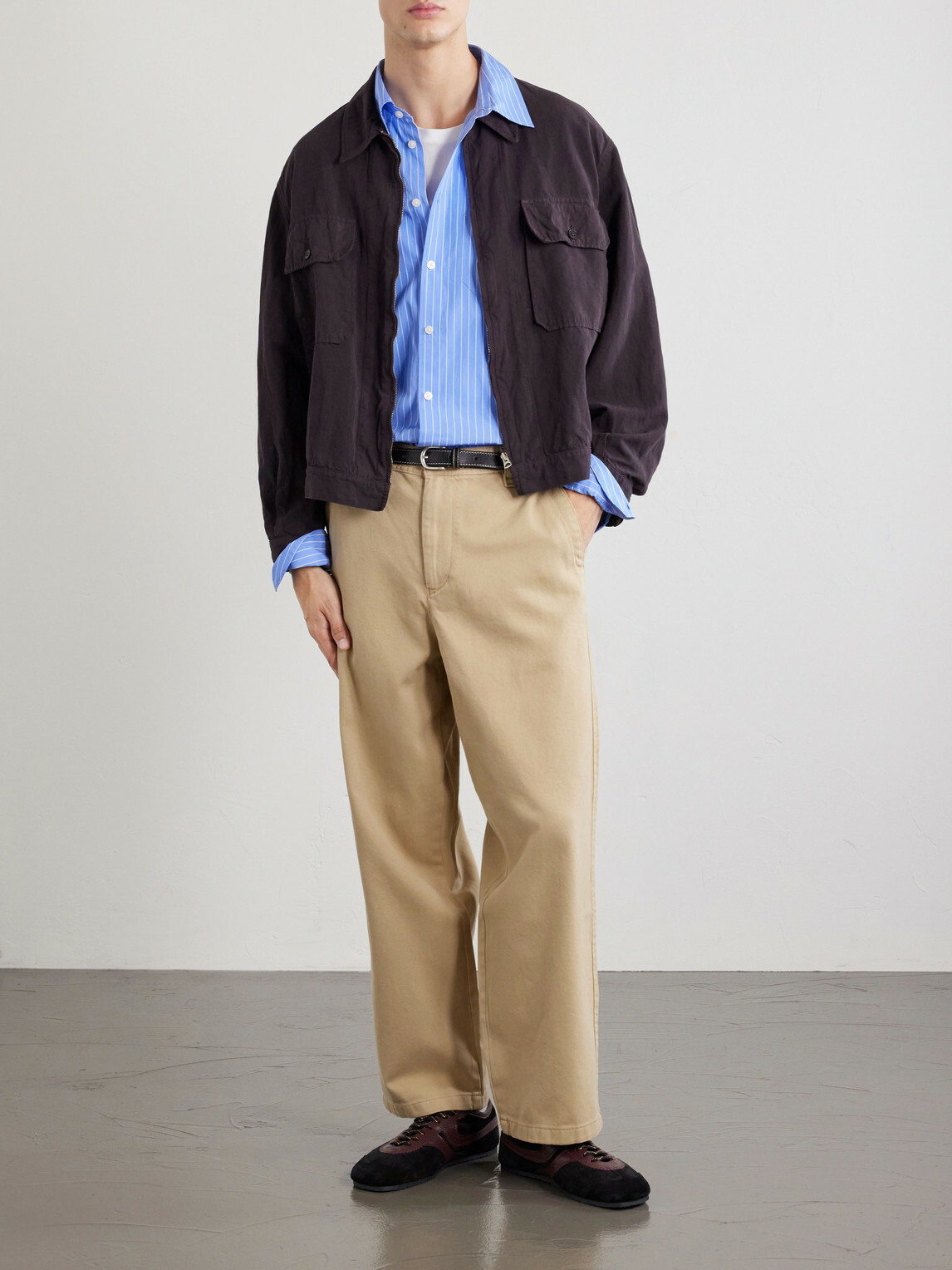 Corridor - Wide-Leg Cotton-Twill Trousers - Neutrals