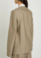 Victoria Beckham Folded-collar Double-breasted Wool Jacket Grey