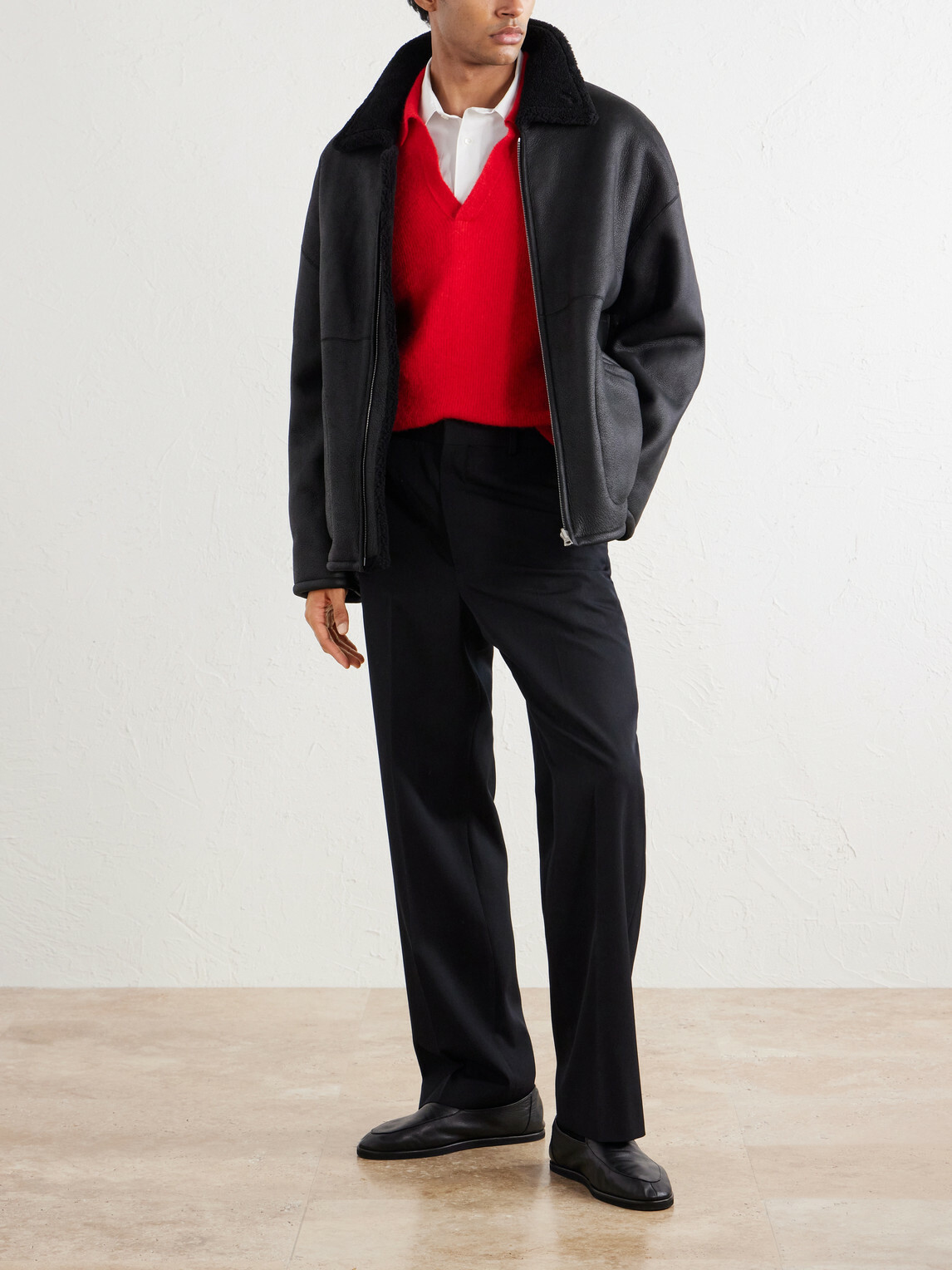 Auralee - Reversible Shearling Jacket - Black