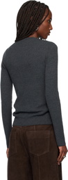 TONYWACK Gray Super Fine Wool Ribbed Sweater