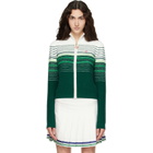 Casablanca White & Green Boucle Stripe Zip‑Up Track Jacket