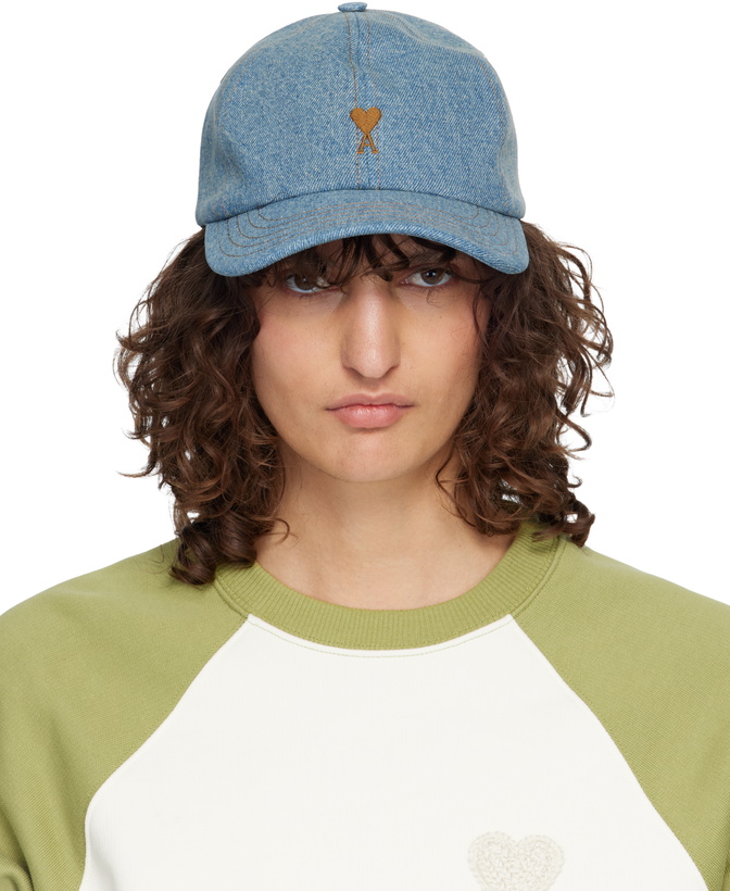 Photo: AMI Paris Blue Denim Ami de Coeur Embroidery Cap