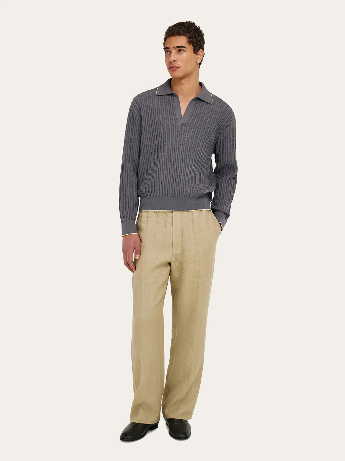 Ferragamo Mens Knitted polo top in Grey