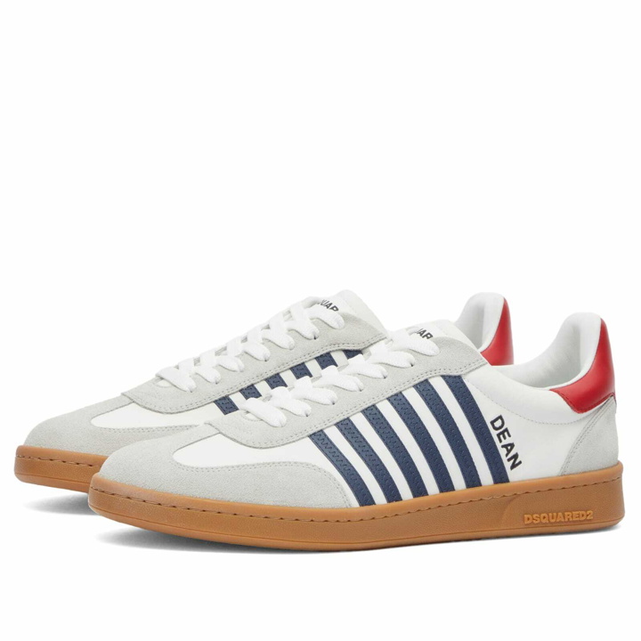 Photo: Dsquared2 Men's Boxer Sneakers in White/Blue/Red