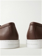 Manolo Blahnik - Ellis Full-Grain Leather Slip-On Sneakers - Brown