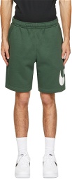 Nike Green & White Fleece Sportswear Club Shorts