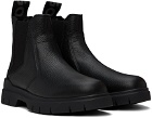 Hugo Black Grained Leather Chelsea Boots