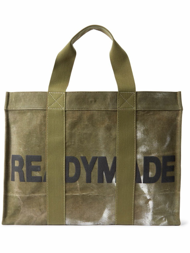 Photo: READYMADE - Logo-Print Webbing-Trimmed Waxed Cotton-Canvas Tote Bag
