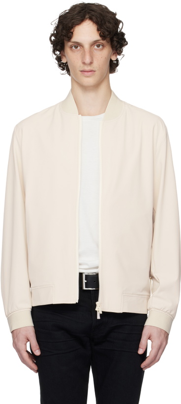 Photo: BOSS Off-White Water-Repellent Performance-Stretch Bomber Jacket