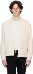 BOSS Off-White Water-Repellent Performance-Stretch Bomber Jacket