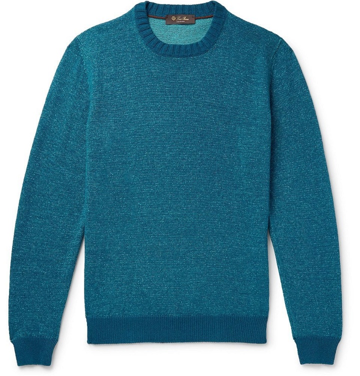 Photo: Loro Piana - Slim-Fit Mélange Linen, Cashmere and Silk-Blend Sweater - Men - Blue