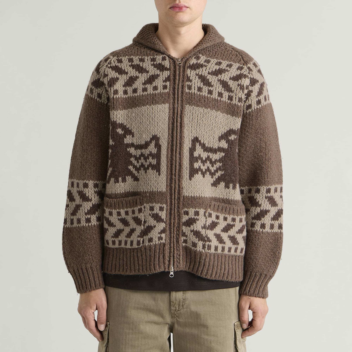 FrizmWORKS Men's Thunderbird Heavy Cowichan Jacket in Mocha