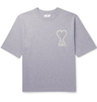 AMI - Logo-Appliquéd Cotton-Jersey T-Shirt - Gray