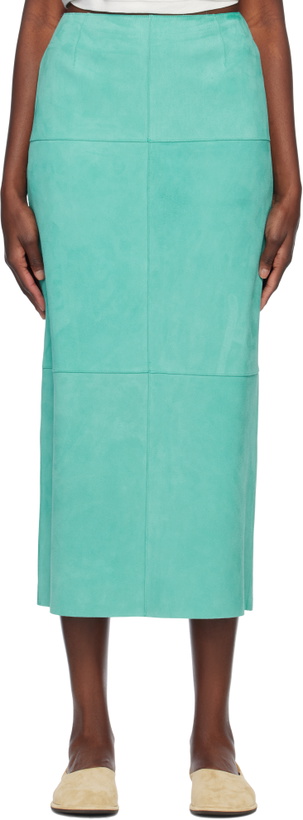 Photo: AURALEE Blue Lamb Suede Midi Skirt