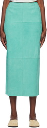 AURALEE Blue Lamb Suede Midi Skirt