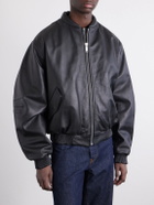 424 - Leather Bomber Jacket - Black