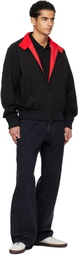 Hugo Black Twill Buttoned Stand Collar Bomber Jacket