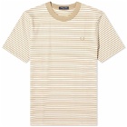 Fred Perry Men's Fine Stripe Heavyweight T-Shirt in White/Stone