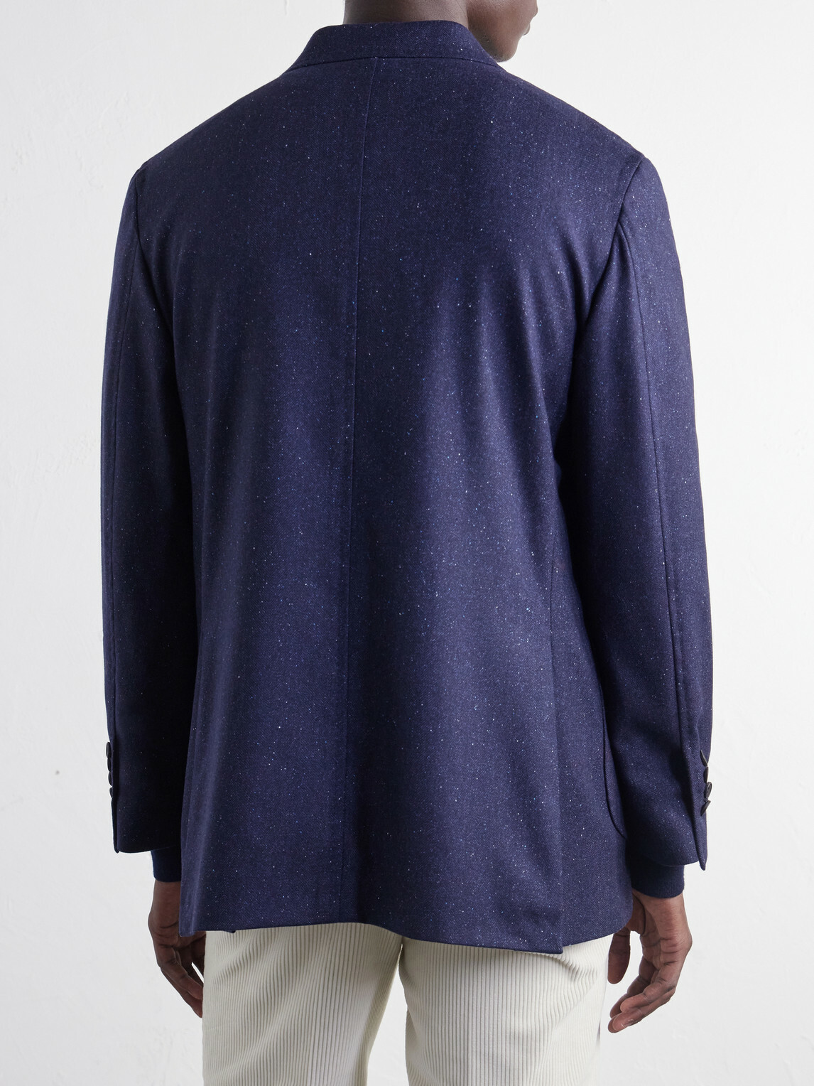 Rubinacci - Darted Flecked Wool-Herringbone Suit Jacket - Blue