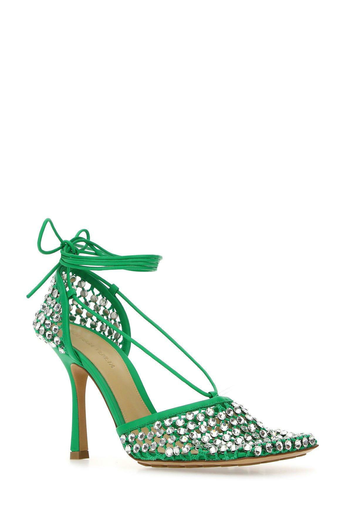 サンダル・ミュール Bottega Veneta Grass green mesh Stretch pumps Bottega Veneta Grass Green Mesh Stretch Sandals Bottega Veneta