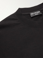 Balenciaga - Oversized Logo-Print Cotton-Jersey T-Shirt - Black