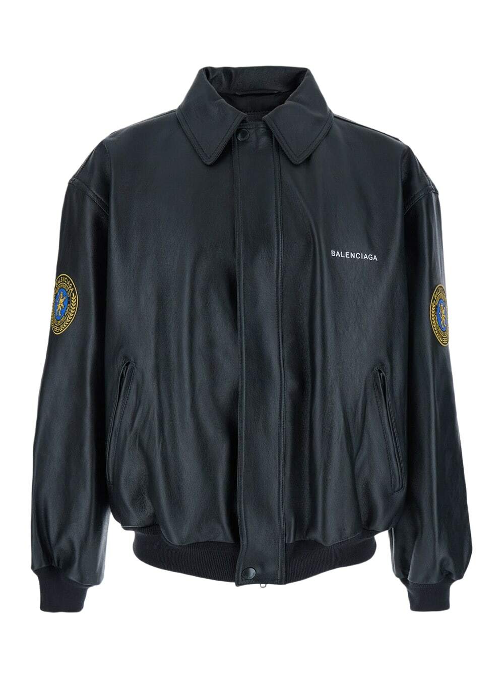 ウォームアップウェア BALENCIAGA Leather tracksuit jacket Balenciaga Men's Leather Tracksuit Jacket in Black/Blue