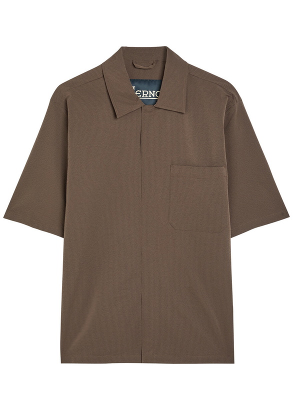 Photo: Herno Striped Seersucker Shirt Dark Brown