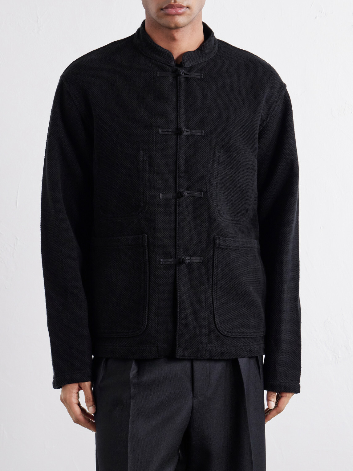 Blue Blue Japan - Mandarin-Collar Cotton-Sashiko Jacket - Black