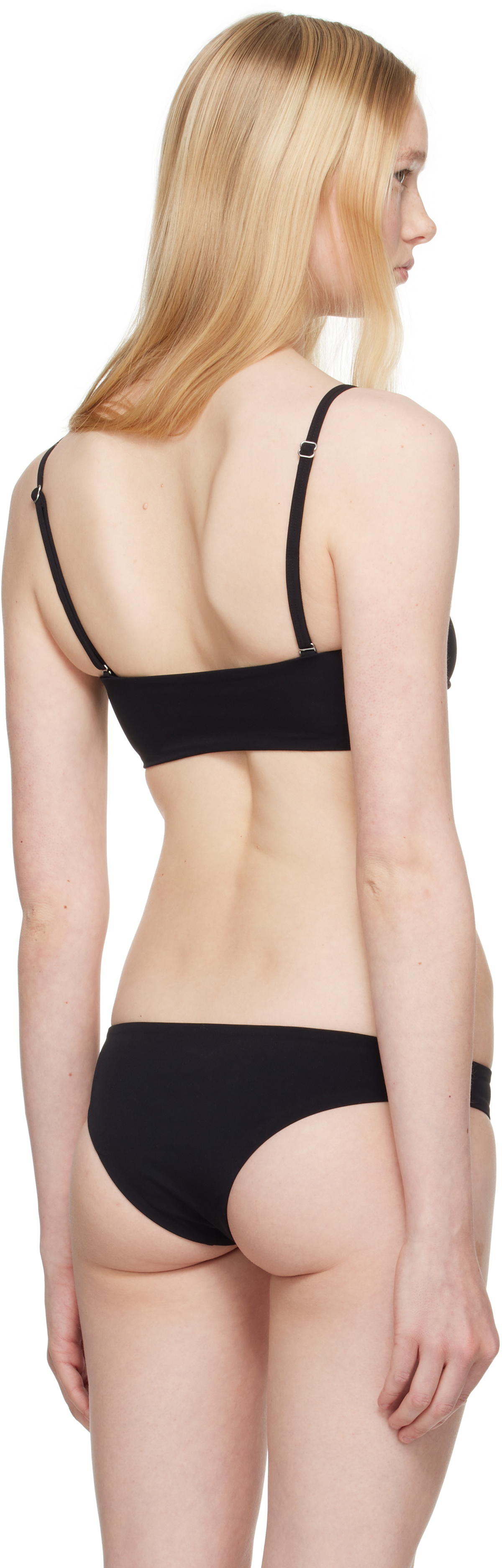 Christopher Esber Black Ruched Crescent Bandeau Bikini Top