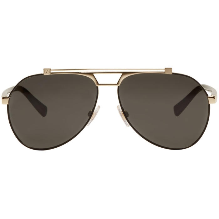 Photo: Dolce and Gabbana Black and Gold Aviator Sunglasses 