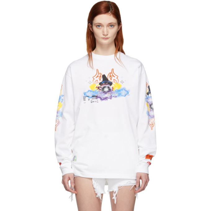 Heron Preston White Tribal Wizard Long Sleeve T-Shirt Heron Preston