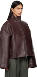 REMAIN Birger Christensen Burgundy Bonded Leather Jacket
