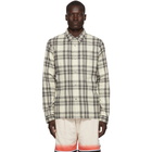 John Elliott Off-White Plaid Straight Hem Shirt