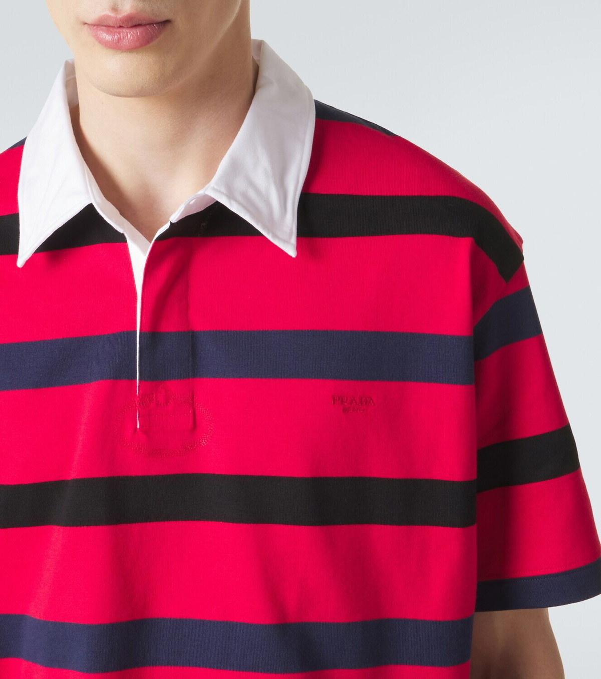 Prada Oversized striped cotton piqué polo shirt