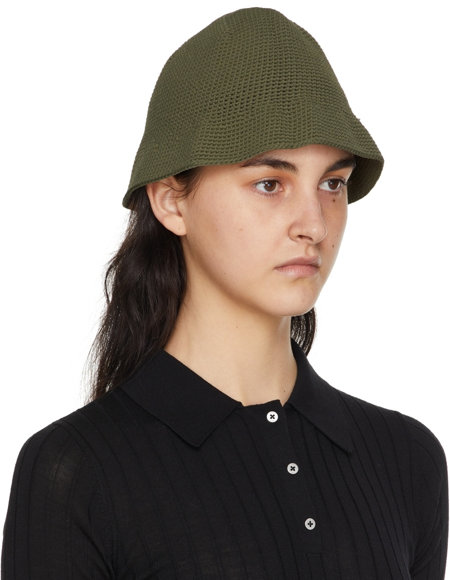 Dion Lee Khaki Crochet Beach Hat