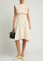 3.1 Phillip Lim Layered Jersey and Denim Midi Dress Ecru