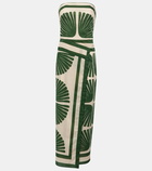 Johanna Ortiz Printed strapless cotton maxi dress