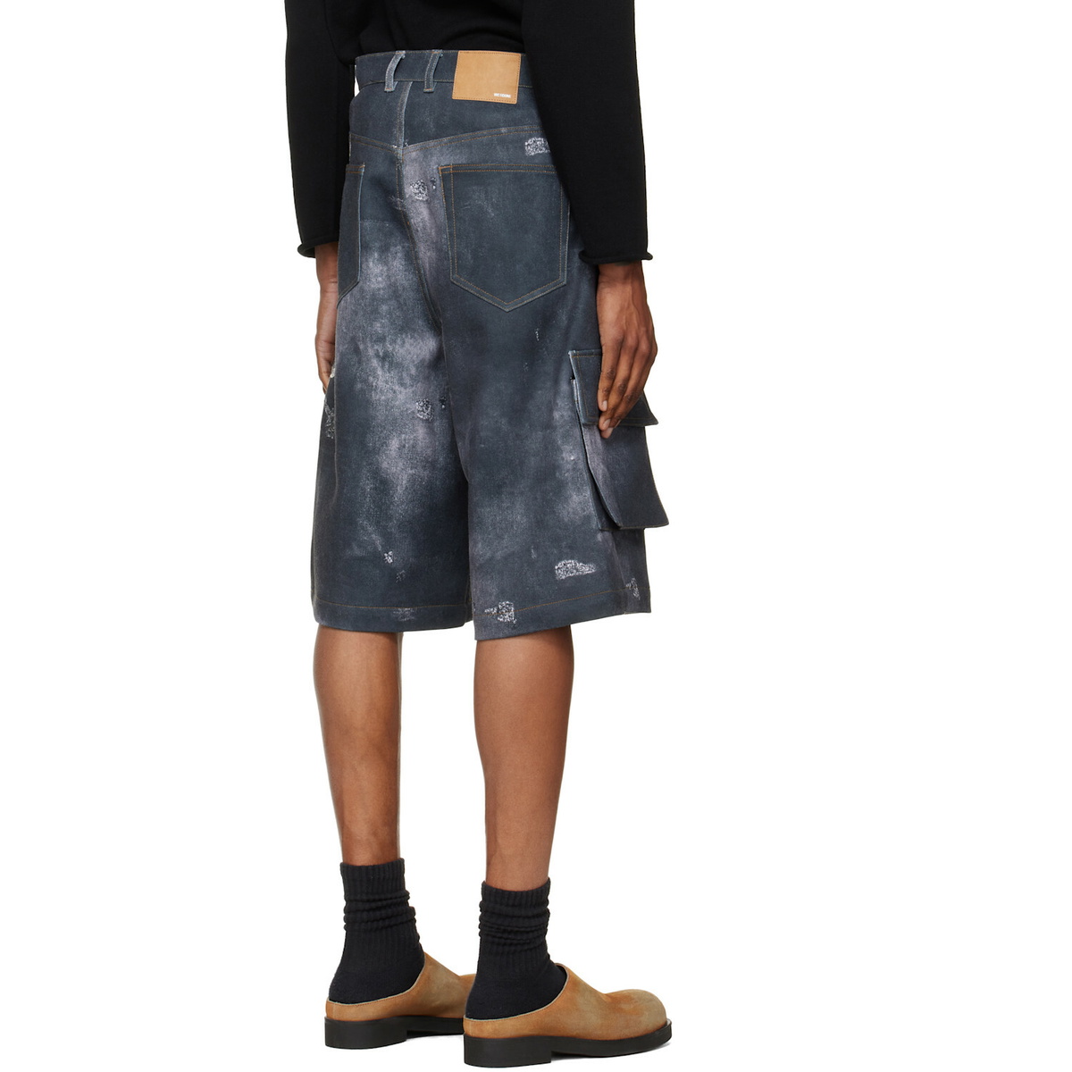 We11done Black Trompe L'Oeil Cargo Shorts