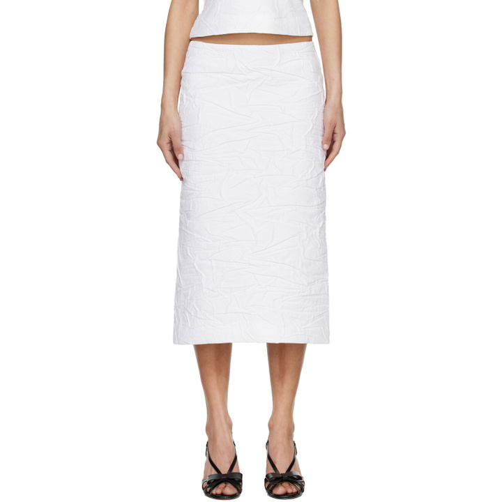Photo: SHUSHU/TONG White Trumpet Hem Midi Skirt