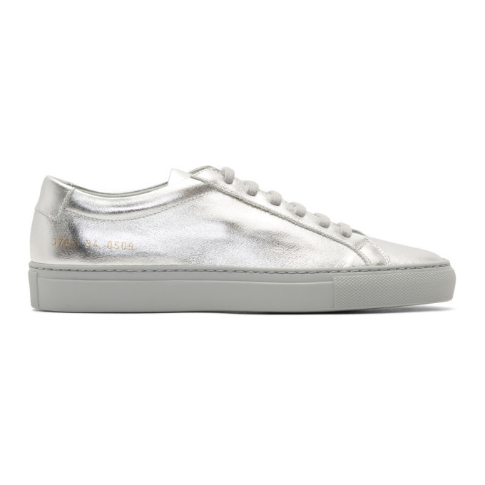 Photo: Woman by Common Projects Silver Original Achilles Low Sneakers