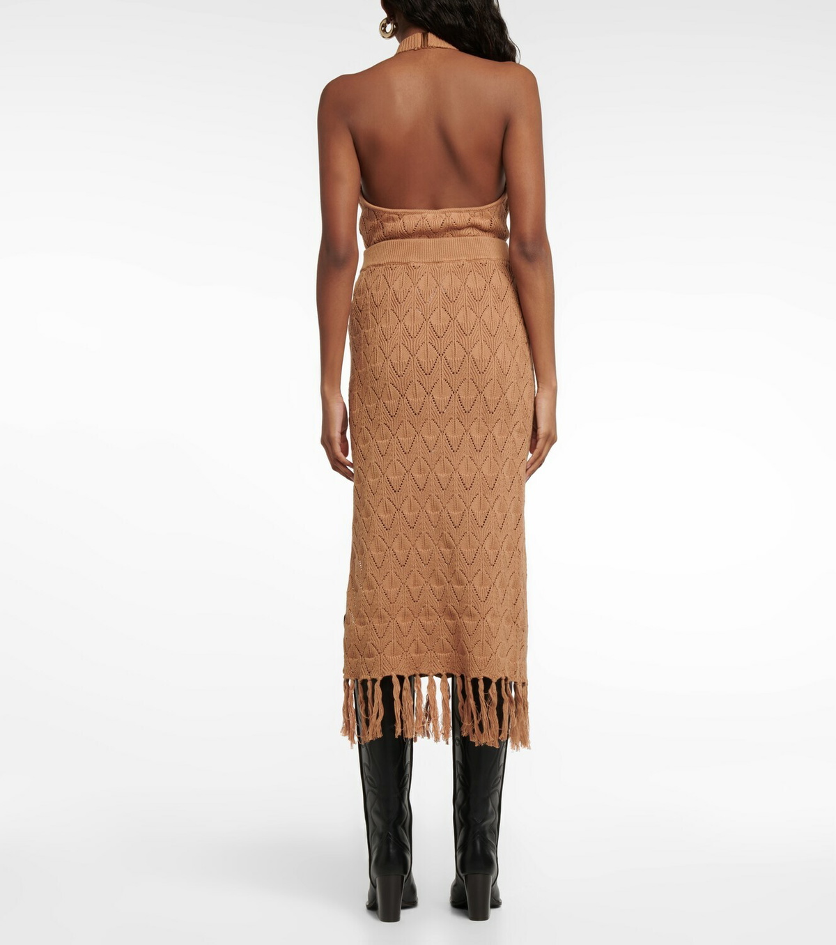Dodo Bar Or Liz fringe-trimmed cotton midi skirt