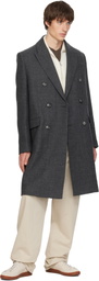 AMI Paris Gray Double Breasted Wool Coat