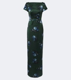 Erdem Belted floral duchess satin gown