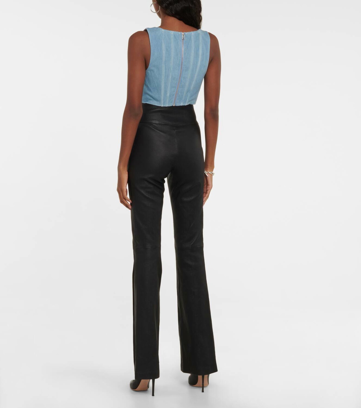 Staud Alice denim corset tank top